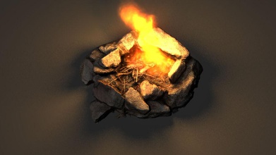 fogata quemada el campamento de la colección fuego bosque henningb modelo natur rock piedra madera 3d print model - Mito3D