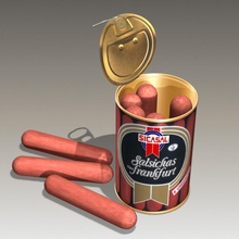 canned sausages can dog food grocery hot loretah meal model sausage snack weiner 3d print model - Mito3D