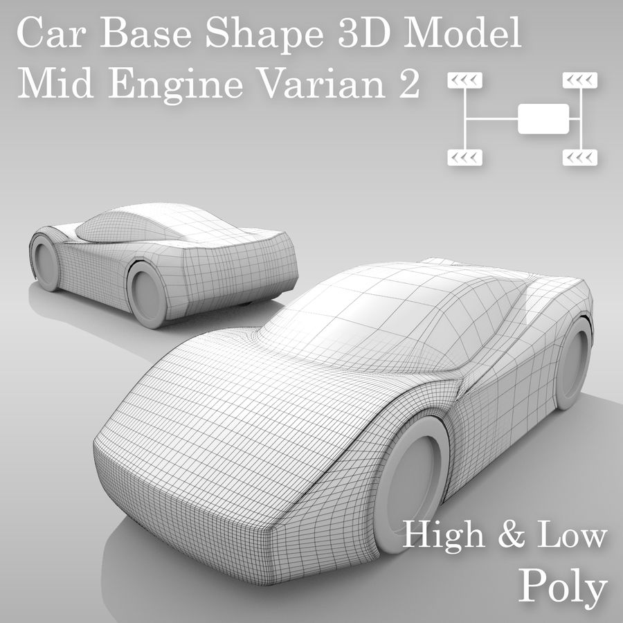 araba base Bay 2 varyant düzeni temel carbase kavram dzrox highpoly lowpoly model spor sportcar otomobil türevleri araç 3D print model - Mito3D