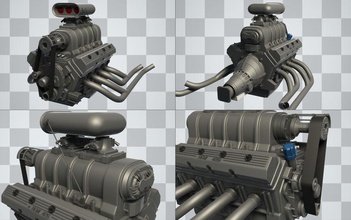 car engine hi-poly chrysler fuel hemi hi high hot hotrod mopar motor parts poly race racecar rat ratrod riker rod speed supercharger v8 vehicle william 3d print model - Mito3D