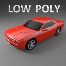 Auto low polygon dodge challenger Ladegerät coupe niedrigere Karte Modell normal poly Rennen res Auflösung - Limousine sport trueview3d Fahrzeug 3d print model - Mito3D