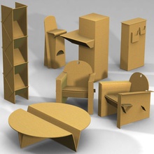 cardboard furnitures set armchair carboard cardbox carton chair console ecological fauteuil fhq furnishings furniture green infinitystudio karton mobilier sessel shelf silla stand stool table 3d print model - Mito3D