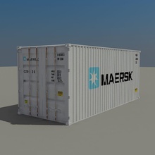 contêiner de carga maersk 20 a caixa recipiente encaixe evergreen pé frete o porto industrial iso carregar marinho modelo msc porta do mar serginio transporte 3d print model - Mito3D