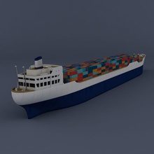 cargo container ship 3d 3dkiosko boat carrier commercial crane docking export freight harbor industrial industry lower model nautical ocean poly sea shipping transport vessel watercraft 3d print model - Mito3D