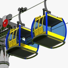dibujos animados tranvía aéreo de la antena cabina el cable coche juego ascensor modelo montaña los pasajeros público tren ropeway estación suspensión toon juguete transporte vehículo virtualhorizonstudio 3d print model - Mito3D