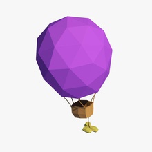 karikatür hava balonu uçak zeplin çanta balon topları çizgi film sinek sıcak daha düşük model poly ip gökyüzü araç vilitay 3d print model - Mito3D