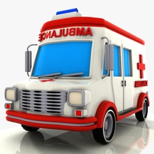 dessin animé de l'ambulance auto l'automobile voiture enfant classique la maladie médecin le pilote d'urgence santé lourd l'hôpital médicaux médecine modèle patient toon jouet camion véhicule virtualhorizonstudio 3d print model - Mito3D