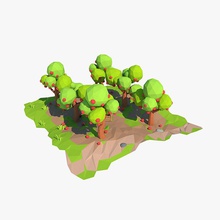 dessin animé verger de pommiers apple la boîte fruits l'herbe vert récolte bas modèle le l'usine poly d'arbre en arbre vilitay 3d print model - Mito3D