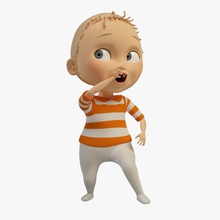 karikatür bebek 3d animasyon animasyonlar çocuk çizgi film karakter sevimli e insan öğrendim model rig toon unarchos benzersiz 3d print model - Mito3D