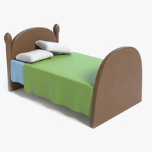 cartoon bed abramsdesign bedroom blanket furnishings furniture game interior lower model pillow poly ready real sleeping time toon 3d print model - Mito3D