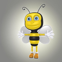 cartoon-Biene 3d Tier bee bug Hummel cartoon Charakter Niedlich Fliegen komisch Honig Honigbienen Insekten kengustudio Modell einfach toon 3d print model - Mito3D