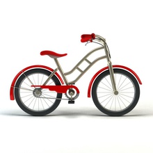 dessin animé de vélos vélo pédaler caricatural cicle classique france français drôle bas maya modèle paris poly accessoires jeu rouge brillant simple sport véhicule visualcenter 3d print model - Mito3D