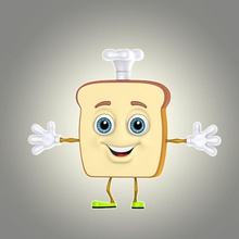cartoon bread 1 3d baked bakery character cooked fastfood food funny kengustudio kitchen model rooty sandwich slice smile snack soft tack toast toon wheat 3d print model - Mito3D