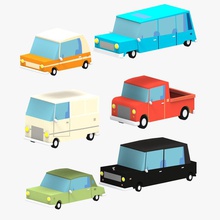 cartoon cars pack 2 ambulance bus car e mod equipment fire gasoline heavy lower lowpoly medically model police poly taxi toy trailer truck van vehicle 3d print model - Mito3D
