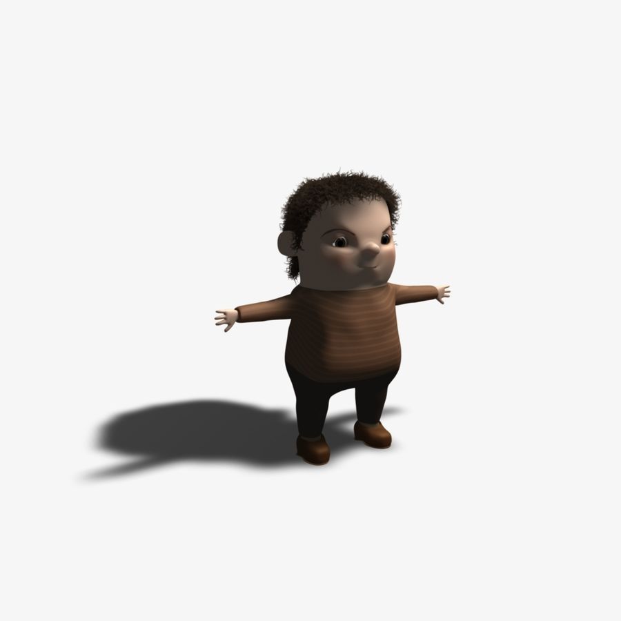 personnage de dessin animé corps garçon caractère enfant bouclés la graisse fourrure cheveux poilu l'homme humanoïde jpwood78 le kid bas modèle personnes personne poly rig court toon 3D print model - Mito3D