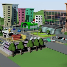 de dibujos animados la ciudad arquitectura banco edificio coche fantasía rápido bombero alimentos hospital jkindena modelo policía escena estructura valle 3d print model - Mito3D