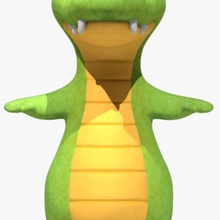 dibujos animados de cocodrilo 3d animal carácter la garra croc cruggy grasa verde los lagartos modelo reptiles dientes en lengua toon 3d print model - Mito3D