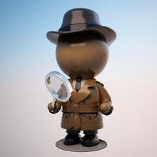 çizgi film dedektif karakteri ajans karakter klasik bölümü zorlama oyun çocuklar insan araştırmacı iş hukuk büyüteç erkek adam model işgal memur polis özel toon oyuncak virtualhorizonstudio 3d print model - Mito3D