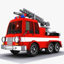cartoon caminhão de bombeiros 1 carro dos desenhos animados o motor luta fogo bombeiro jogo pesado a máquina modelo recebimento público vermelho segurança semi serviço suv toon brinquedo van do veículo virtualhorizonstudio wheen 3d print model - Mito3D