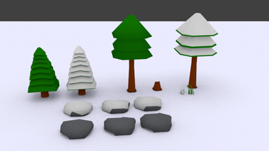 cartoon forest assets low poly lowpoly props item plants 3d print model - Mito3D