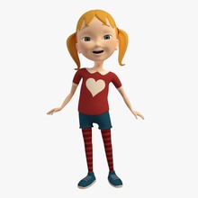 cartoon girl - rigged 3d animation animations biped boy character child cute e female human kid learned mobile model packaging rig toon unarchos unique 3d print model - Mito3D