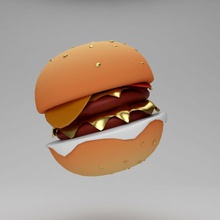de dibujos animados la hamburguesa 1polygon carne vacuno pan bun el queso pepino rápido alimentos salsa tomate lechuga mayonesa mcdonalds modelo mostaza patty ensalada semilla sésamo los vegetales 3d print model - Mito3D