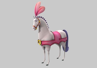 dibujos animados de caballos animal la brida cg soñador carácter cómic vaquero equinos divertido caballo jolly puente lucas mare modelo silla montar occidental 3d print model - Mito3D
