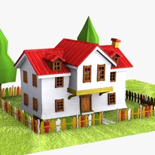 cartoon house 5 architecture building character child chimney city cottage countryside dublex fantasy fence game haus home kid model scene street structure tale toon town tree village virtualhorizonstudio wooden 3d print model - Mito3D