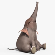 dibujos animados niño elefante animal bebé de carácter lindo el la diversión divertido juego hefturush selva kid mamal modelo toon juguete salvaje 3d print model - Mito3D