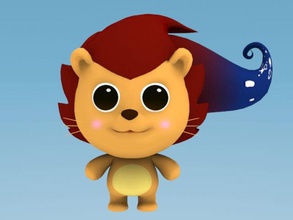 cartoon lion animal character kiven model toon young 3d print model - Mito3D