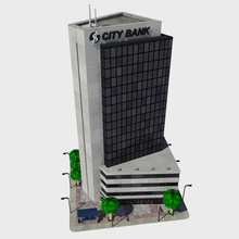 cartoon low poly city building tile 5 - skyscraper bank architecture blocks cityscape commercial environments game hd light lower model modern omnienergy scene sidewalk street structure tree 3d print model - Mito3D