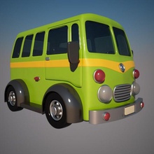 dessin animé minibus bus voiture ville l'éducation jeu lourd le kid de modèle public service taxi toon la jouet transport camion véhicule village virtualhorizonstudio vray jaune 3d print model - Mito3D