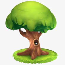 cartoon oak tree assets environments exterior fantasy game hand handpainted magic marmoset model nature painted plant playing props real roman3dd stylized time toolba toy 3d print model - Mito3D