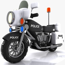 cartoon police motorcycle bicycle bike car cop copper cycle drive force formal game government model officer public security service toon toy vehicle virtualhorizonstudio wheel 3d print model - Mito3D