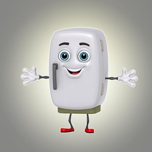 karikatür buzdolabı cihaz çizgi film karakter soğuk serin sevimli kapı elektronik yüz gıda dondurucu frig mobilyalar buz buzhane kengustudio mutfak meatsafe model gülümseme depolama toon 3d print model - Mito3D