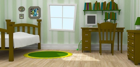çizgi film oda 3d mimarlık yatak odası kitaplar tavan masa çizimler mobilya ev içinde iç kalyon6 çocuk model yastık stilize toon oyuncak 3d print model - Mito3D
