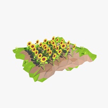 karikatür ayçiçeği çizgi film alan çiçek çim daha düşük model yağ petal bitki poly tohum güneş vilitay 3d print model - Mito3D