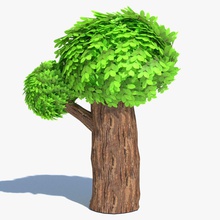 dessin animé grand arbre abramsdesign le feuillage de la forêt jeu vert bas modèle nature l'usine poly prêt réel réaliste ronde petite d'été haut temps toon d'arbre en végétation 3d print model - Mito3D