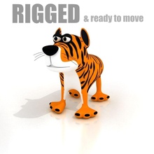 cartoon tiger - rigged 3d animal cat character cheetah feline herd hi jungle leopard lion lower model ounce panther pard poly rig simple skin small toon wild x3mer 3d print model - Mito3D