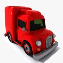 dessin animé camion de transport 2 bogie voiture panier la livraison lecteur moteur jeu lourd industrielle le modèle semi toon jouet tracteur van véhicule virtualhorizonstudio roue 3d print model - Mito3D