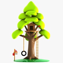 karikatür ağaç ev Daire mimarlık kutusu bina çizgi film şehir yazlık kırsal düz oyun hut model bitki oynuyor post döken yapısı salıncak toon oyuncak evi köy virtualhorizonstudio ahşap 3d print model - Mito3D