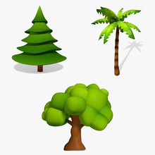 karikatür ağaçlar abramsdesign bark plaj çizgi film toplama yeşillik orman ada manzara yaprak model doğa güzel palm çam bitki sahne basit toon ağaç tropikal 3d print model - Mito3D