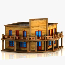 cartoon western building 10 america apartment architecture bar cafe city cowboy food game hall historic home house model restaurant saloon structure toon town toy village virtualhorizonstudio west wild wooden 3d print model - Mito3D