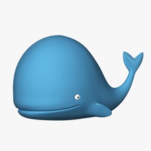 de dibujos animados la ballena 3dlibrary azul carácter lindo pescado divertido feliz max modelo plástico goma sonrisa juguete vray wlane 3d print model - Mito3D