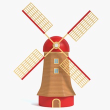 cartoon windmill abramsdesign architecture building cottage fantasy farm game home house lower mill model poly ready real structure time toon town village 3d print model - Mito3D