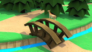 cartoon wooden bridge arched architecture bunthius game lower max model outdoor painted poly ready river structure wood 3d print model - Mito3D