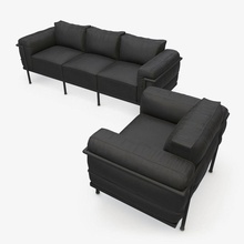 cassina lc2 leather sofa armchair 3dcorner arm black brown chair contemporary couch design furnishings furniture interior live loft lounger model modern photorealistic realistic room vray white 3d print model - Mito3D