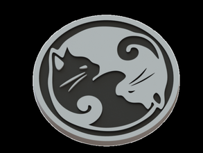 gatos cat yin yang sinal o símbolo 3d print model - Mito3D