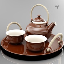 cerámica conjunto desayuno de el café la copa cena beber alimentos mobiliario caliente dejando lugar modelo chapado olla vajilla té tetera agua 3d print model - Mito3D