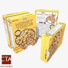 cereal box 3 ae bowl brand breakfast cocoa container crispy crunchy cta food generic grid honey model spheres spoon star torus 3d print model - Mito3D